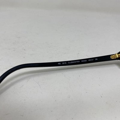 Ray-Ban CLUBMASTER RB3016 W0365 49-21 Black Gold Frame Only R142