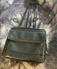 Leather Rolling Case Laptop Overnight Bag Carry On Black