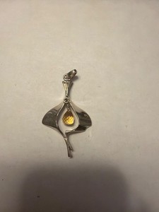 Vintage 925 Sterling Silver Aksel Holmsen Yellow Briolette Pendant - 3.88 Grams