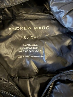 Andrew Marc Quilted Black Packable Lightweight Down Puffer Jacket Womens S