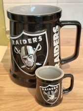 [NFL] Raiders Football Team 3-D Emblem Logo, Keramik Kaffeetasse/Becher + Milchkännchen