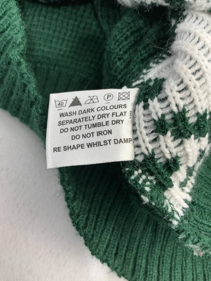 Suéter Pullover Hombre Boohoo Tema Navidad Pequeño Verde Blanco Cuello Redondo Foto 4 de 4