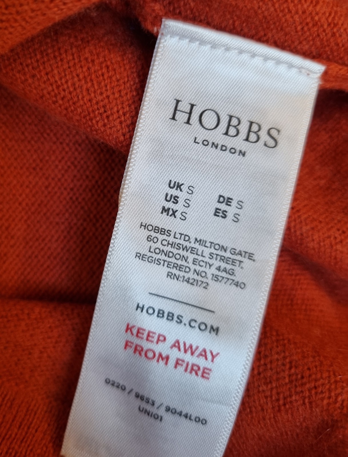Hobbs Jumper Size S Orange Cashmere Wool Talia Bardot Neck image 8