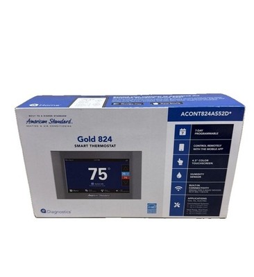 American Standard Gold 824 Smart Thermostat ACONT824AS52DB WiFi Z Wave Gray