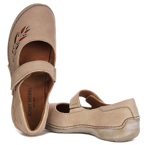 Josef Seibel Fergey Leather Mary Jane Womens Flats In Beige UK 4- 8 - Picture 4 of 6