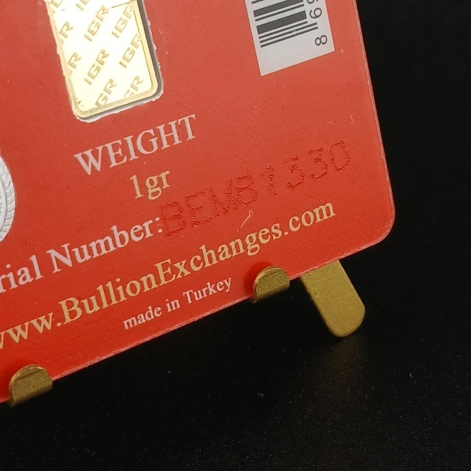 2016 IGR год обезьяны 1 грамм .9999 24K золотой слиток пробирка сертификат #BEM81330 - Изображение 4 из 4
