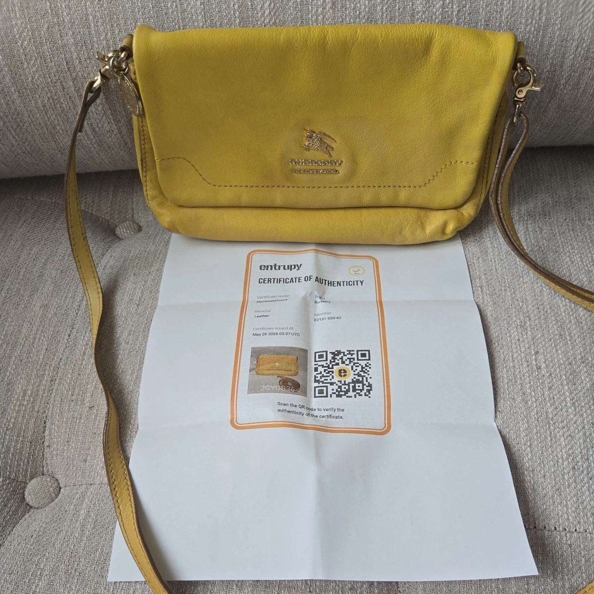 Burberry Leather Exterior Yellow Bags & Handbags for Women for