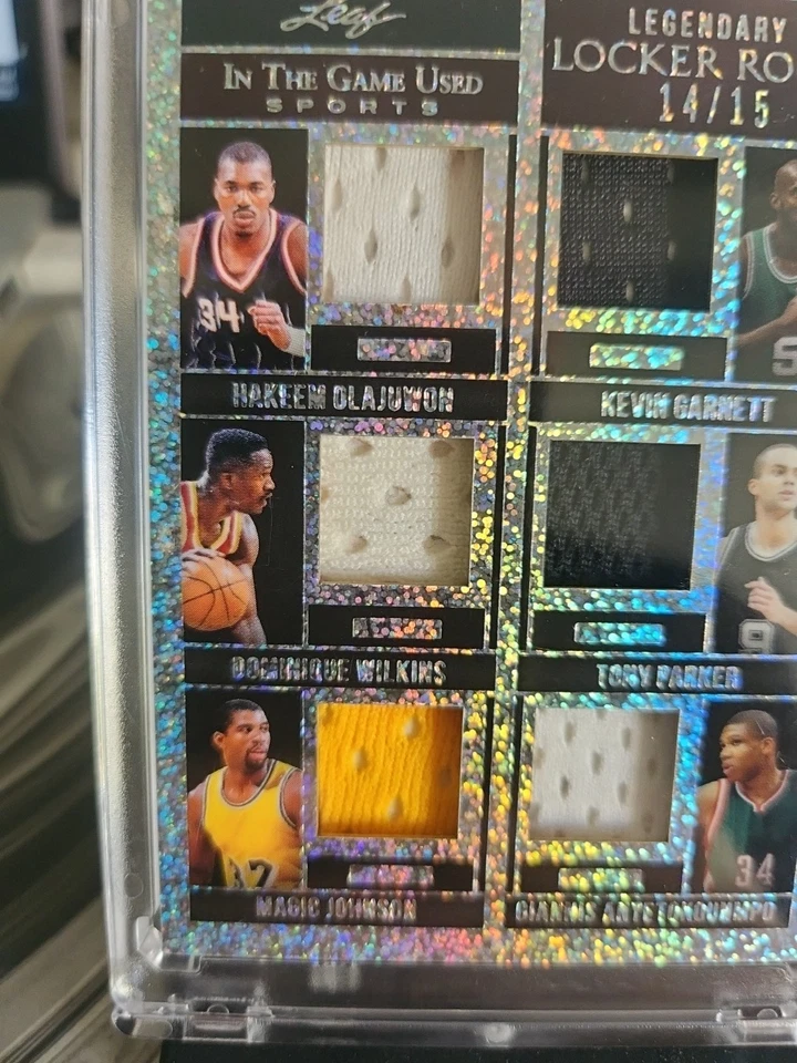 Parche de 6 vestuario legendario usado Leaf Game/15 Magic Giannis Olajuwon Garnett Foto 4 de 4