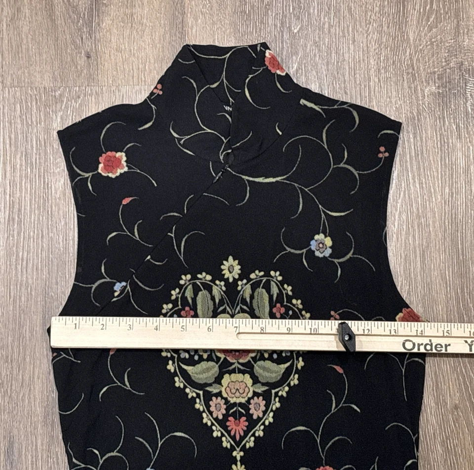 Vintage Vivienne Tam Dress Womens XS Small 90s Floral Heart Mesh Asian Cheongsam - Image 4 of 4