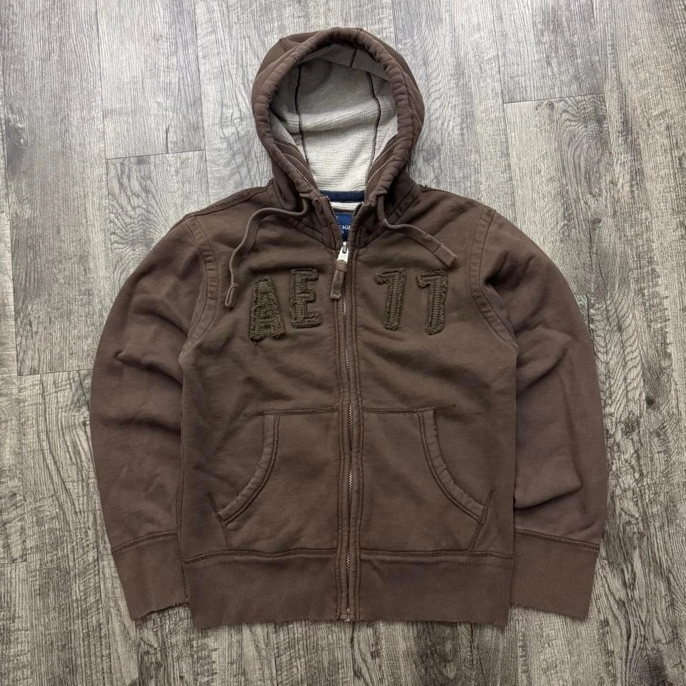 Vintage Y2K Dark Brown American Eagle Heavyweight Thermal Hood Full Zip Hoodie S
Opens in a new wind