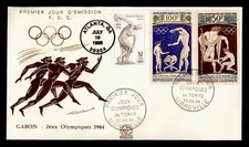 DR WHO 1964 GABON FDC OLYMPIQUES SPORTS MIXTES FRANK USA M75570
