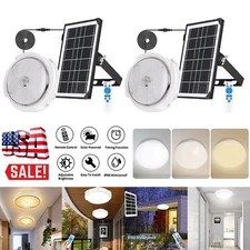 2x Solar Power Ceiling Pendant Light Remote Control Out/Indoor Lamp Waterproof