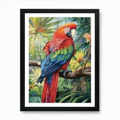 Tropische Symphonie: Bunter Papagei gerahmtes Wandbild Poster Leinwanddruck Bild