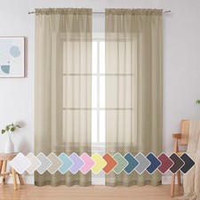 Simplebrand Taupe Sheer Curtains 72 Inches 42"W x 72"L Pack of 2 ,