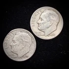 90% Silver - 1959 Roosevelt Dime - 2 Dimes - Circulated Condition - 08-22