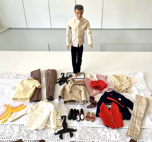 Vintage 1960s KEN DOLL w/ 32 pieces of Clothing & Accessories *READ BELOW*