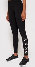 DKNY Sport High-Rise Logo Workout Leggings Women's XS Black Cityscape Pull On