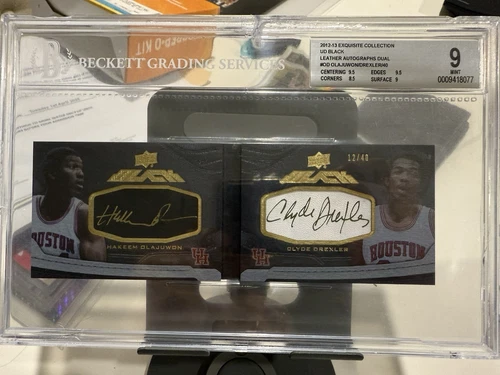 2012-13 UD Exquisite Hakeem Olajuwon Clyde Drexler Dual Autograph Auto AU BGS 9