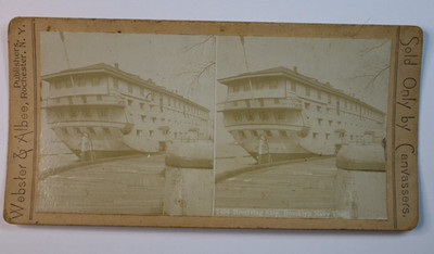 Antique Brooklyn Navy Yard Receiving Ship Stereoview NYC Naval Barracks Photo
