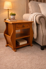 Vintage Wood Coffee Side Table With Side Magazine Racks