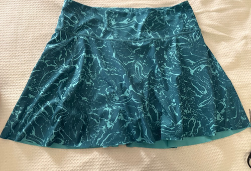 Athleta Ace Printed Tennis Skort Large Teal Green design 13.5" Active Pickleball