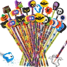 Yexiya Halloween Pencil with Eraser Bulk Cute Wood Pencil Toppers Decorative ...