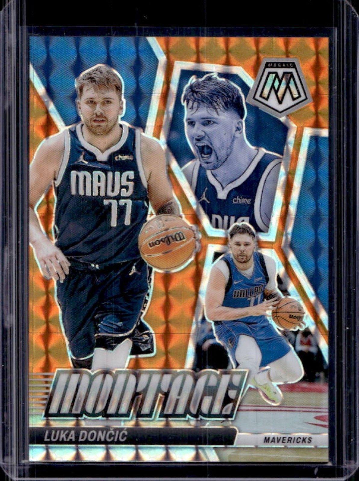 2023-24 Mosaic Luka Doncic Montage Mosaic Orange #/49 Mavericks
