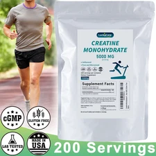 Pure Creatine Monohydrate Powder 1000g Micronized 200 Servings 5g Per Serving