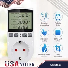Digital Thermostat Outlet Plug Temperature Controller Heating Cooling 120V 1800W