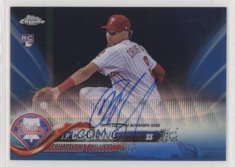 2018 Topps Chrome Rookie Blue Wave Refractor /150 JP Crawford #RA-JC Auto RC 8k4