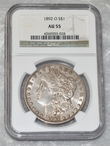 1892 O MORGAN 90% SILVER $1 DOLLAR NGC CERTIFIED AU 55 AU55 NEW ORLEANS US COIN