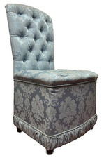 Blue Upholstered Vintage Style Accent Chair Button Back Dressing Chair