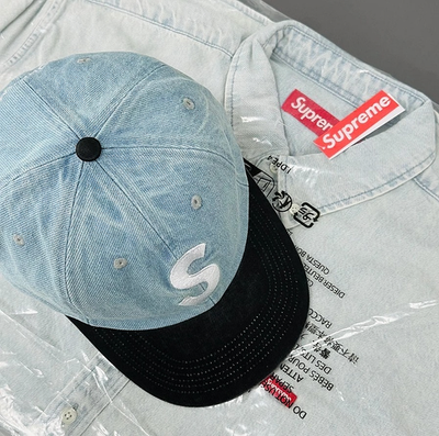 Supreme Pigment Coated 2-Tone S Logo 6-Panel Denim Cap FW25