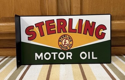 Sterling Motor Oil Flange Sign Double Sided Vintage Style Wall Decor