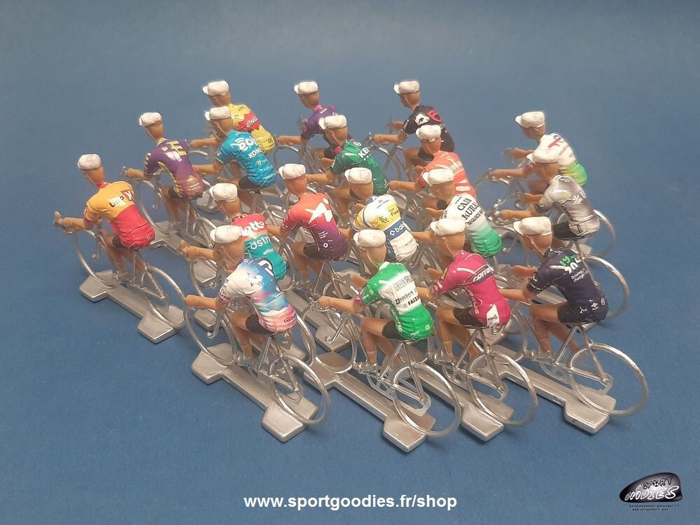 Cyclistes miniatures Tour de France 2023 - Coffret de 18 figurines peloton en métal