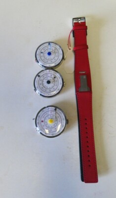 KLOKERS UHR KLOK 01 GELBER PUNKT ARMBAND KLINK 01 LEDER ROT NEU