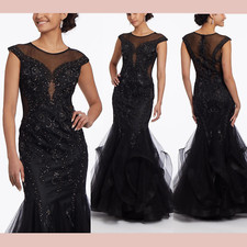 NWT 380 Camille La Vie  8  Embroidered Illusion Cap Sleeve Mermaid Dress S1443