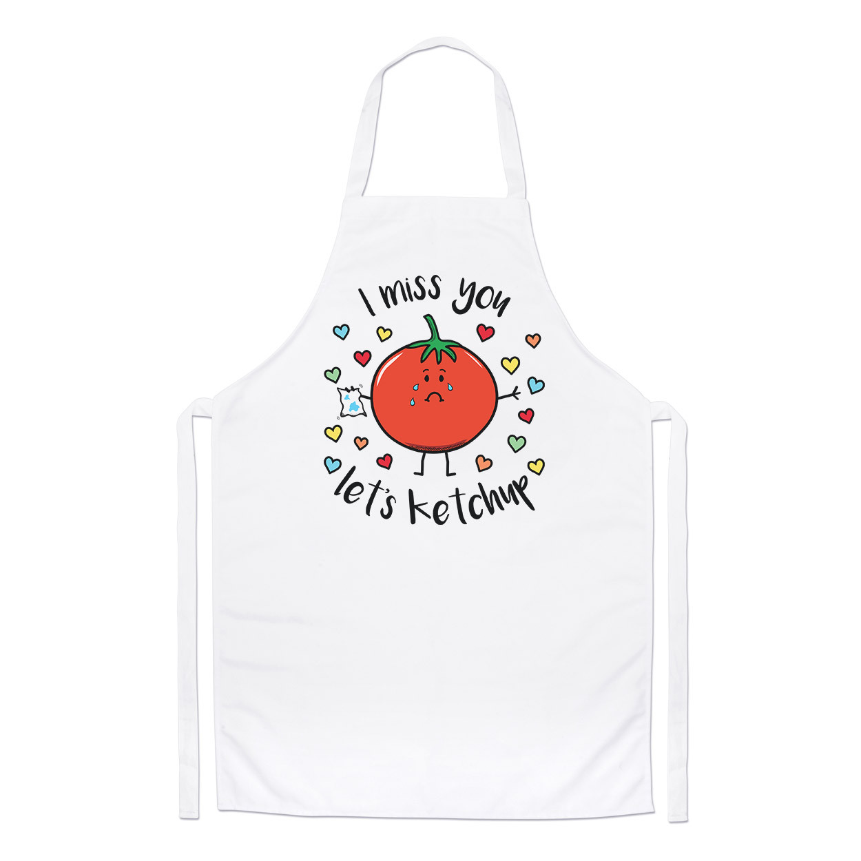 I Miss You Let's Ketchup Chefs Apron - Funny Best Friends Tomato Joke BBQ