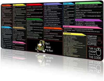 Linux Commands Line Mouse Pad, Extended Large Cheat Sheet Mousepad, Funny Large 