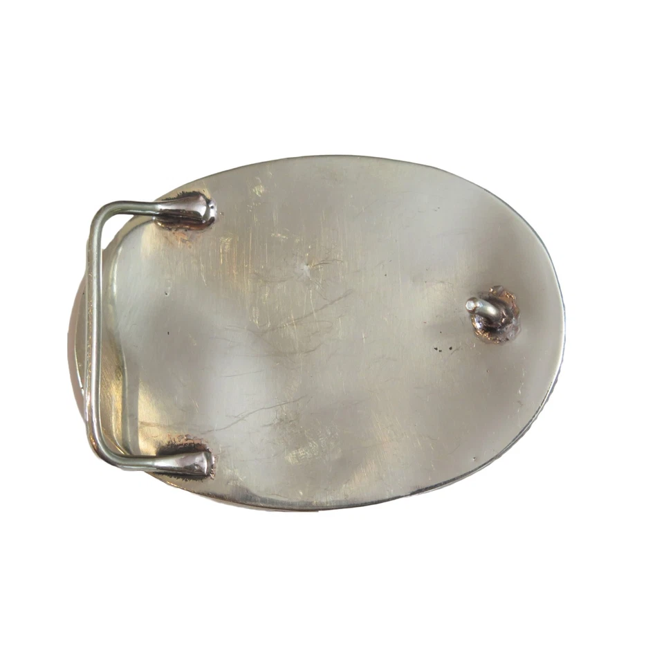 Hebilla de cinturón ovalada|Piedra con incrustaciones|Turquesa|Coral|Lapislázuli|Plata alemana| 3 3/8 x 2 3/8 Foto 3 de 4