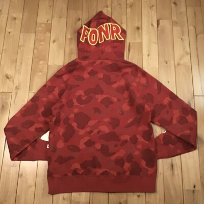 BAPE Jacquard camo shark full zip hoodie Red camo A Bathing Ape