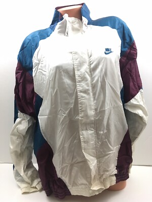Vtg 90s Nike Men Windbreaker Jacket Color Block Spell Out Nylon 