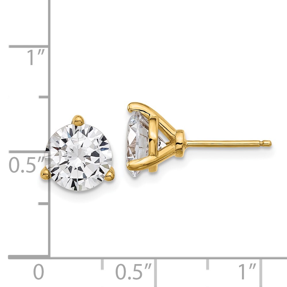 9.05mm Cheryl M Sterling Silver Gold-tone Brilliant-cut 8mm CZ Stud Earrings image 6