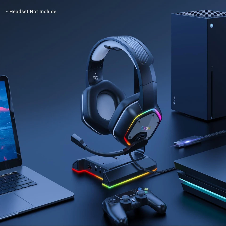 W1 Gaming Headset Ständer Aluminium RGB Kopfhörer Halterung mit 71 Surround S... - Bild 2 von 4