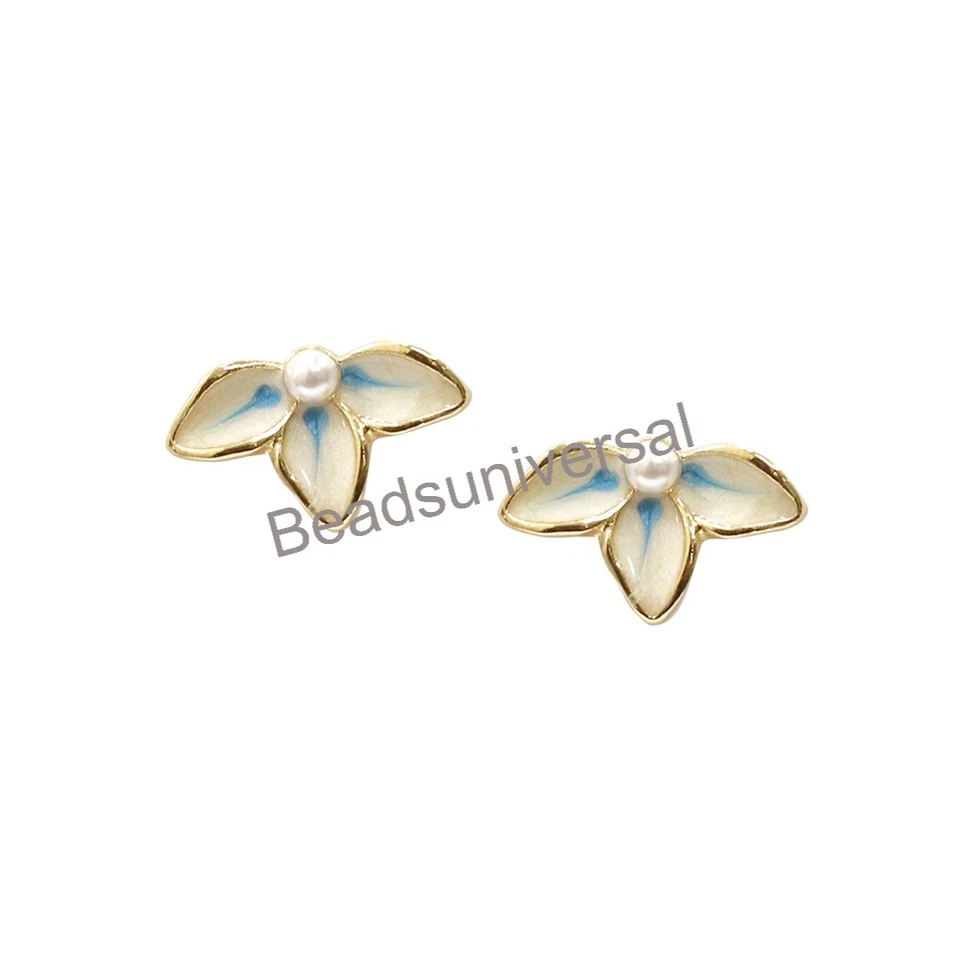 Miniamlist Pearl Zierliche Blume Nieten 18k Gold Gefüllt Daily Tragen Ohrringe - Bild 3 von 3