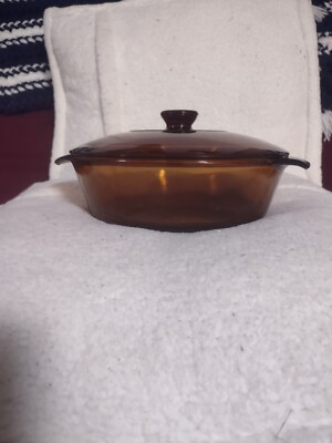 Anchor Hocking #437 Quart Amber Casserole Baking Dish with