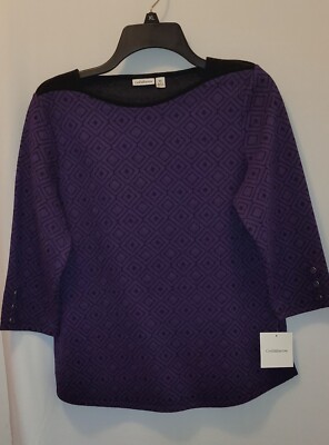 NWT CROFT&BARROW  Size PS, Purple & Black Top, Sweater Women's