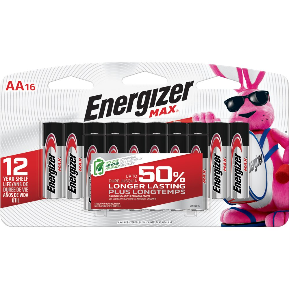 MAX AA Batteries (16 Pack), Double a Alkaline Batteries-image