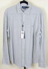 Polo Ralph Lauren Men's Gray Knit Oxford Button Up Long Sleeve Shirt Size L NWT