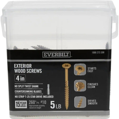 Star Drive Flat Head Exterior Wood Screws (260-Pack) #10 X 4 In. Free Shipping N
